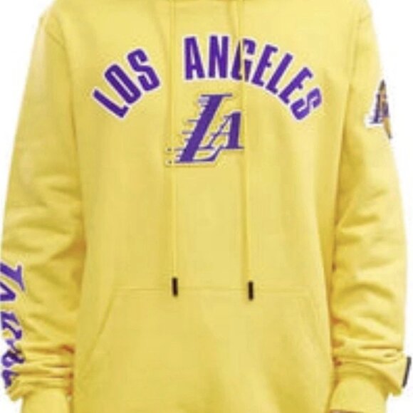 Pro Standard Los Angeles Lakers Yellow Stacked Hoodie Size Medium - Picture 2 of 11